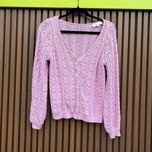Sézane Light Pink Textured Cardigan